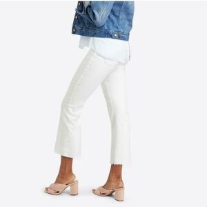 Spanx Cropped Flare Pull-On Shaping Denim Jeans Raw Hem White NWOT Size XL